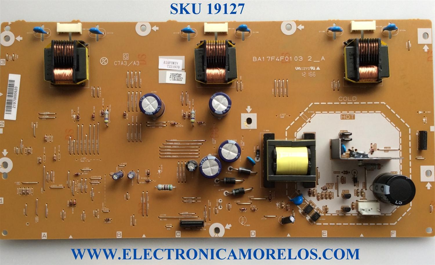 FUENTE DE PODER / PHILIPS A1AFUMIV / BA17F4F0103 2_A / BA17F4F0103 / A1AFU-MIV / PANEL UK32AXB / MODELOS MODELOS 32PFL3000/F8 / 32PFL3506/F7 / 32PFL3000/F8 XA2 / 32PFL3506/F7 DS2